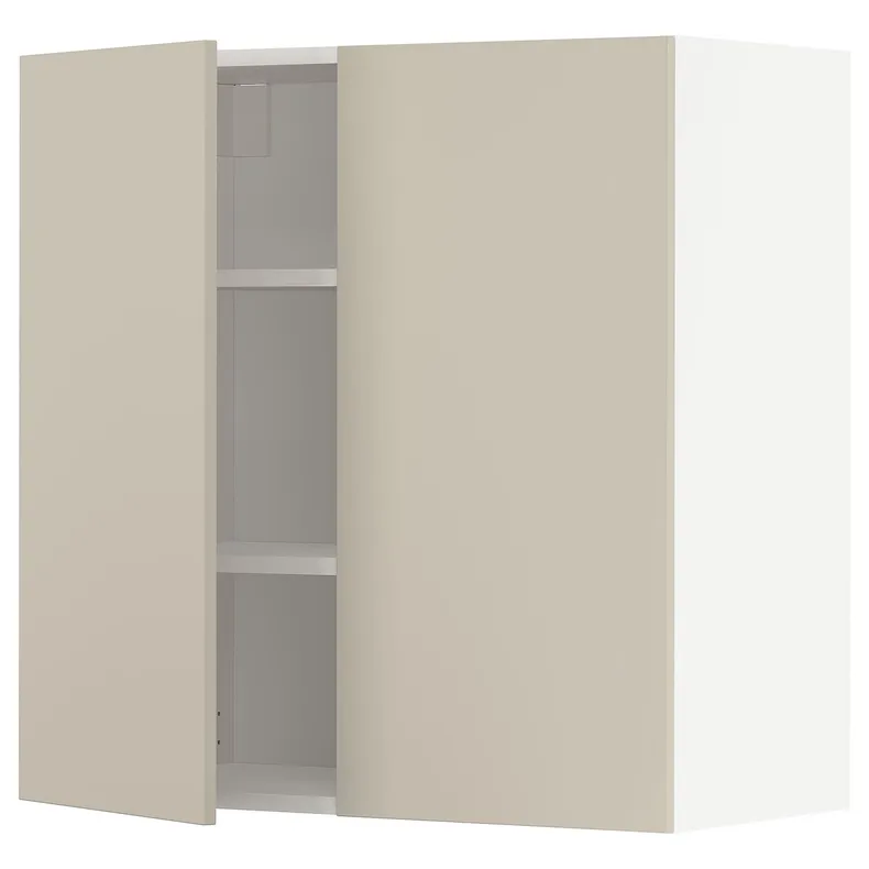 IKEA METOD МЕТОД, навесной шкаф с полками / 2дверцы, белый / гавсторпский бежевый, 80x80 см 794.700.12 фото №1
