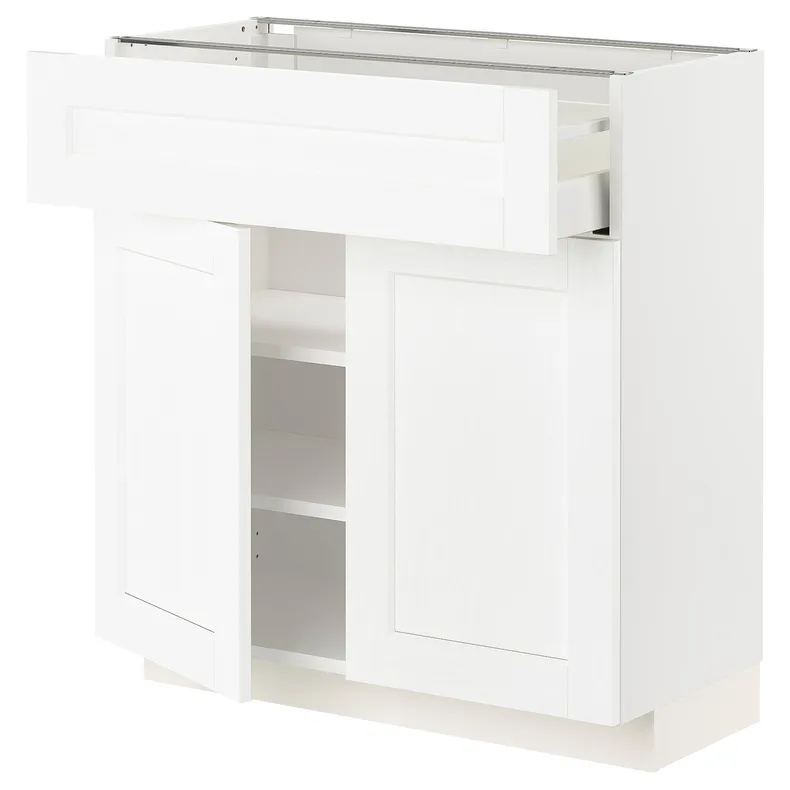 IKEA METOD МЕТОД / MAXIMERA МАКСІМЕРА, підлогова шафа, шухляда / 2 дверцят, білий Енкопінг / білий імітація дерева, 80x37 см 494.734.46 фото №1
