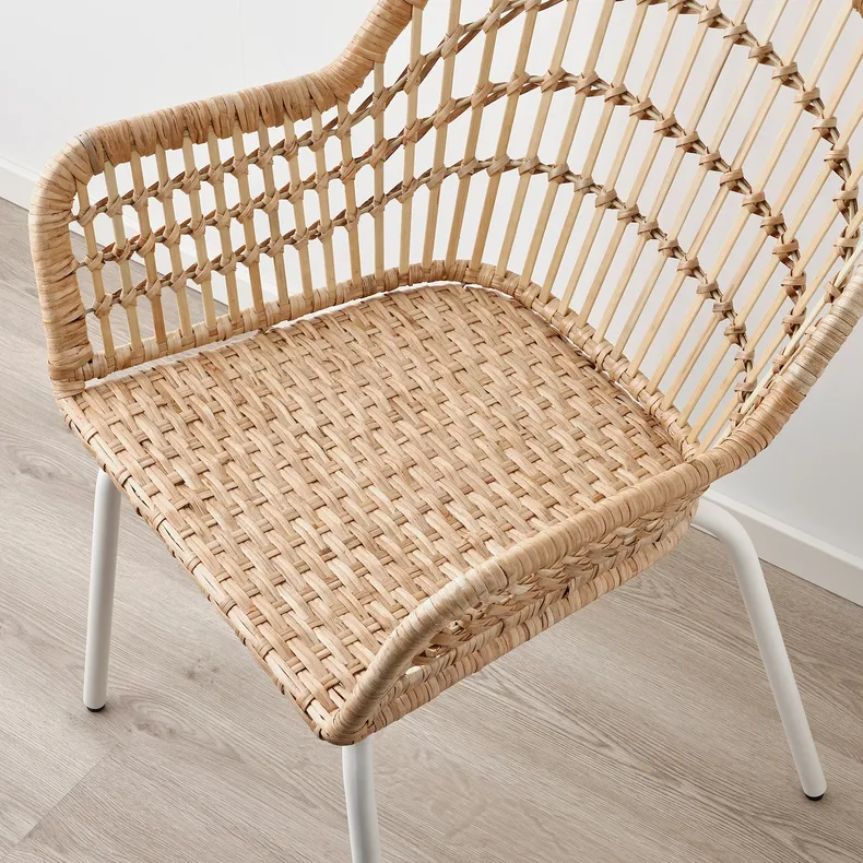 IKEA NILSOVE НІЛЬСОВЕ, стілець із підлокітниками, ротанг/білий 504.343.12 фото №11