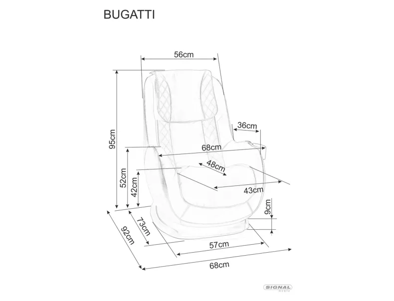 Кресло массажное SIGNAL BUGATTI, экокожа: серый фото №5