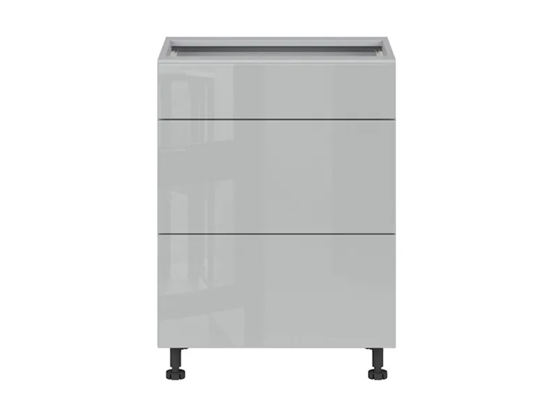 BRW Кухонный базовый шкаф Top Line 60 см с выдвижными ящиками серый глянец, серый гранола/серый глянец TV_D3S_60/82_2SMB/SMB-SZG/SP фото №1