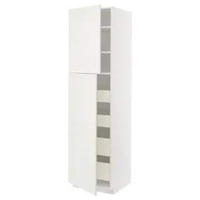 IKEA METOD МЕТОД / MAXIMERA МАКСІМЕРА, висока шафа, 2 дверцят / 4 шухляди, білий / БУДБІН кремово-білий, 60x60x220 см 194.591.35 фото