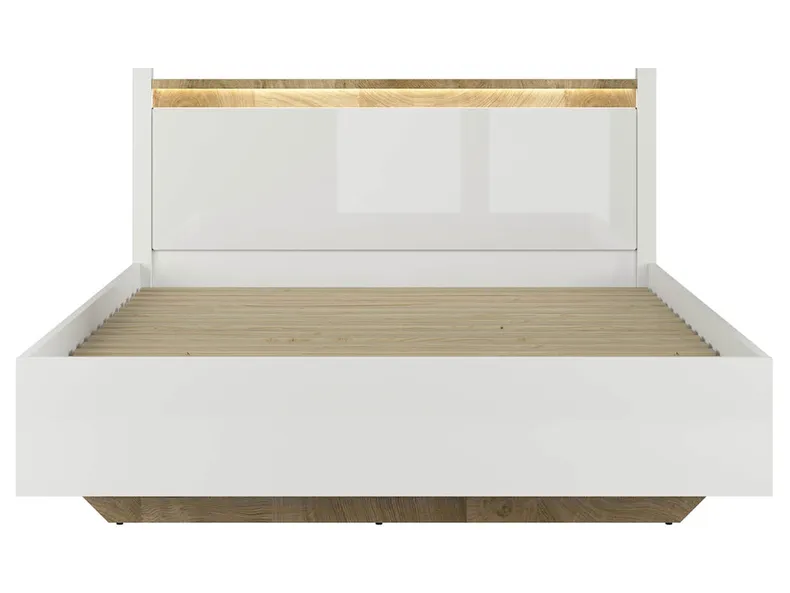 BRW Ліжко двоспальне з підсвіткою та ламелями BRW ALAMEDA 160х200 см, білий глянцевий/дуб вестмінстер LOZ/160/A-BIP/DWM фото №3