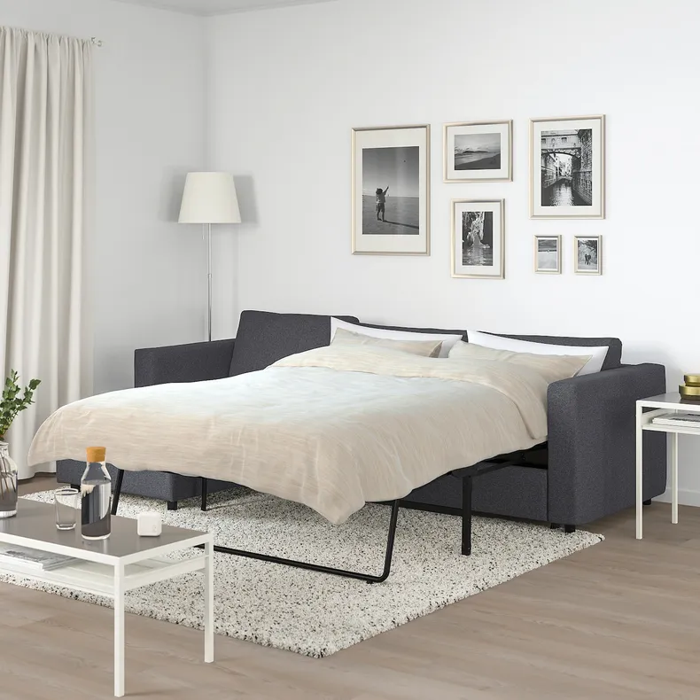 IKEA VIMLE ВИМЛЕ, 3-местный диван-кровать с козеткой, Окрашенный в средне-серый цвет 795.452.82 фото №3