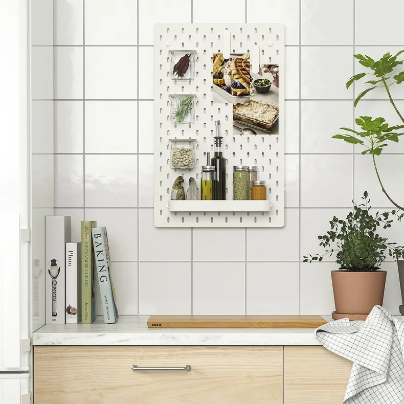 IKEA SKÅDIS СКОДІС, комбінація перфорованої дошки, білий, 36x56 см 795.618.04 фото №2