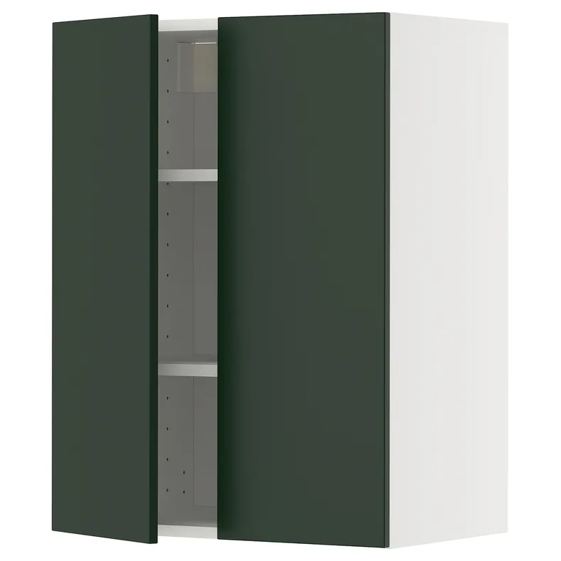 IKEA METOD МЕТОД, навесной шкаф с полками/2дверцы, белый/Гавсторп темно-зеленый, 60x80 см 495.566.77 фото №1