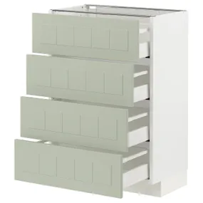 IKEA METOD МЕТОД / MAXIMERA МАКСИМЕРА, напольный шкаф 4 фасада / 4 ящика, белый / светло-зеленый, 60x37 см 094.867.28 фото