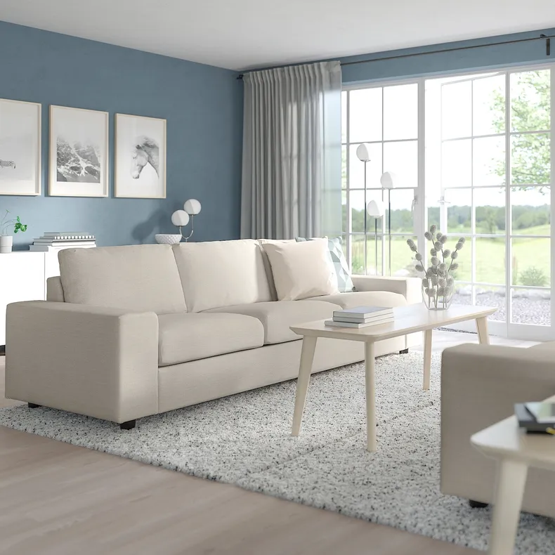 IKEA VIMLE ВИМЛЕ, 3-местный диван, с широкими подлокотниками / бежевый с пунцовым оттенком 694.013.35 фото №2