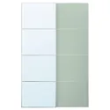 IKEA MEHAMN / AULI МЕХАМН / АУЛІ, розсувні дверцята, 2 шт., алюмінієве 2шт / салатово-зелене дзеркало, 150x236 см 695.521.93 фото thumb №1