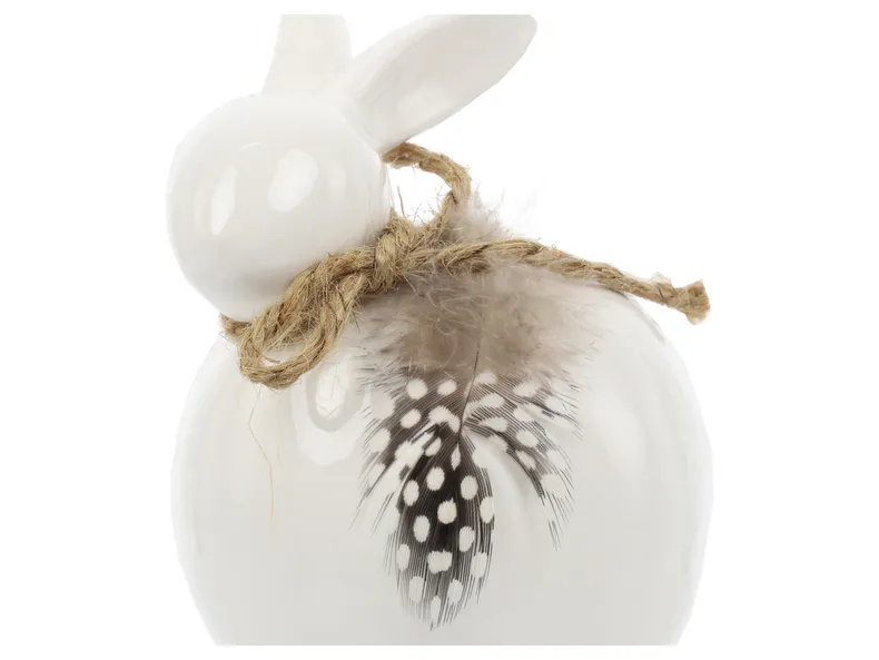 BRW Декоративна фігурка BRW Кролик з пером, кераміка, білий 092501 фото №4