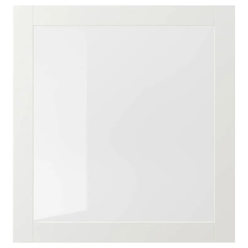 IKEA SINDVIK СИНДВИК, стеклянная дверь, белый / прозрачное стекло, 60x64 см 902.918.58 фото №1