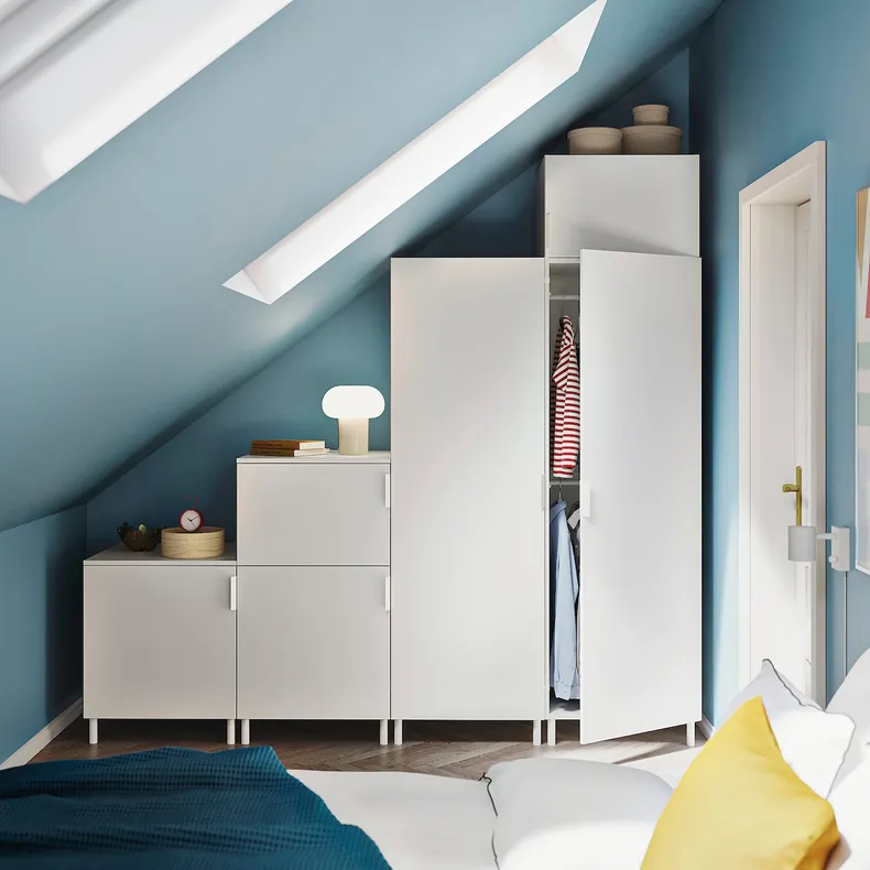 IKEA PLATSA ПЛАТСА, гардероб с 6 дверями, белый / фонен белый, 240x57x231 см 394.253.52 фото №2