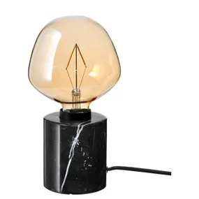 IKEA MARKFROST МАРКФРОСТ / MOLNART МОЛНАРТ, настольная лампа с лампочкой, Черный мрамор / колокольчик коричневого цвета из прозрачного стекла 794.913.40 фото