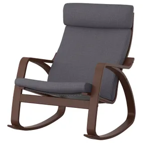 IKEA POÄNG ПОЭНГ, кресло-качалка, коричневый / темно-серый Skiftebo 193.958.36 фото